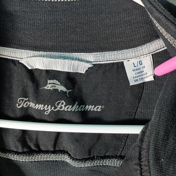 Tommy Bahama Pullover Sweater Mens Large Black Quarter Zip Marlin Logo Casual - Picture 3 of 11